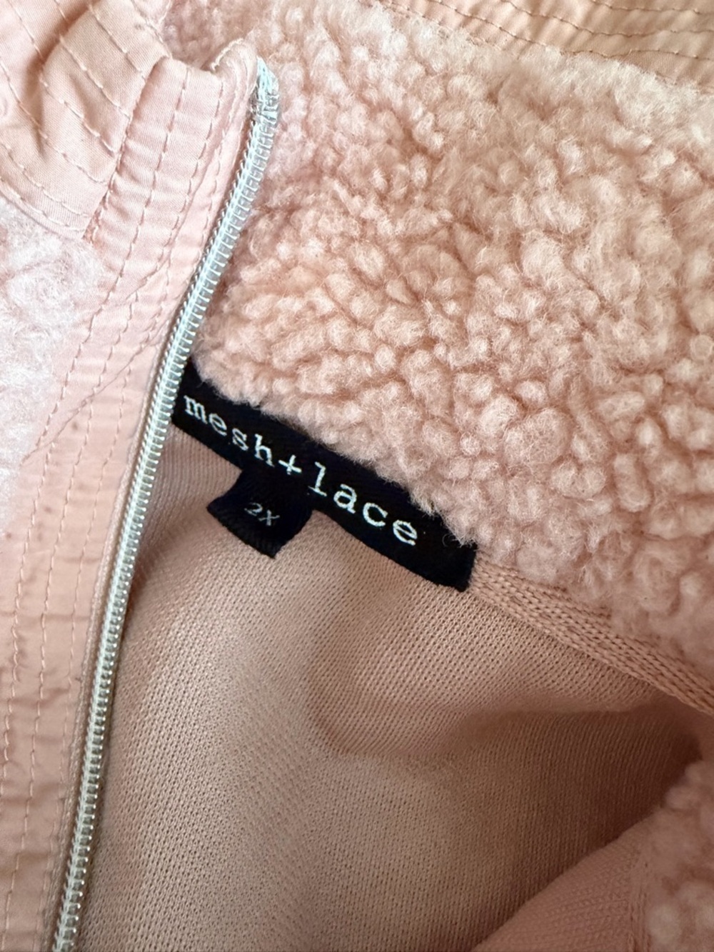 mesh+lace Pink Sherpa Zip-Up Jacket - Picture 4 of 4